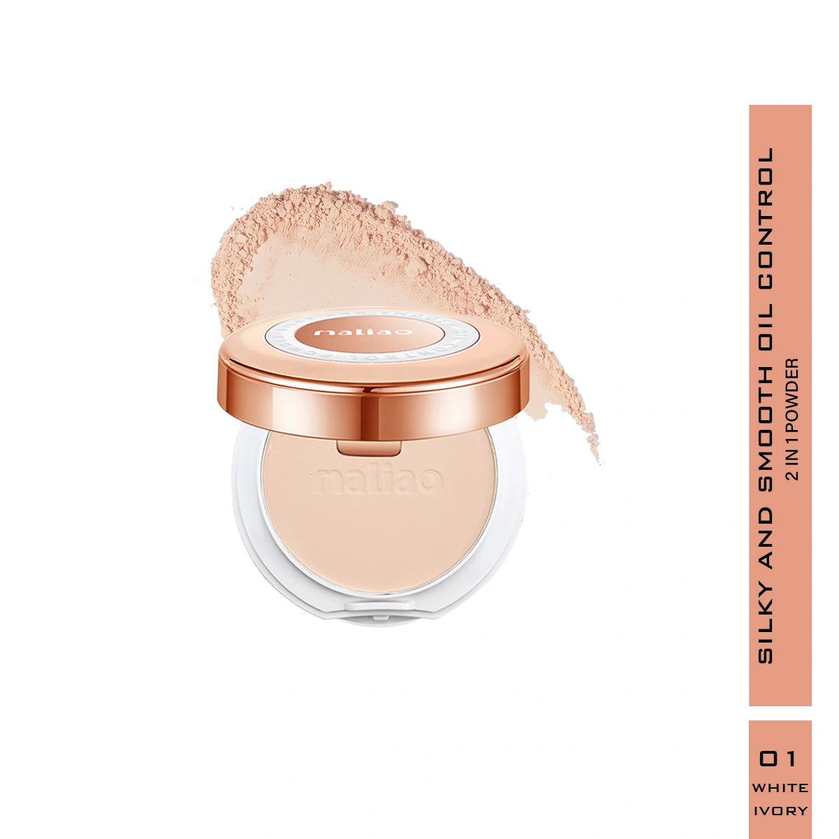 Maliao Silky Smooth Oil Control Compact Powder - 2-in-1 Formula for Perfect Coverage & All-Day Radiance